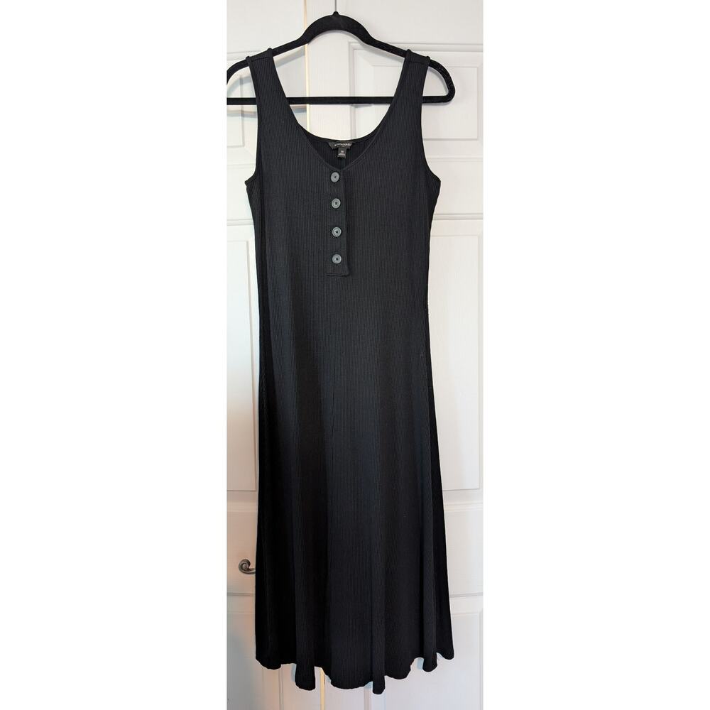 Banana Republic Black Ribbed Stretchy Midi Dress